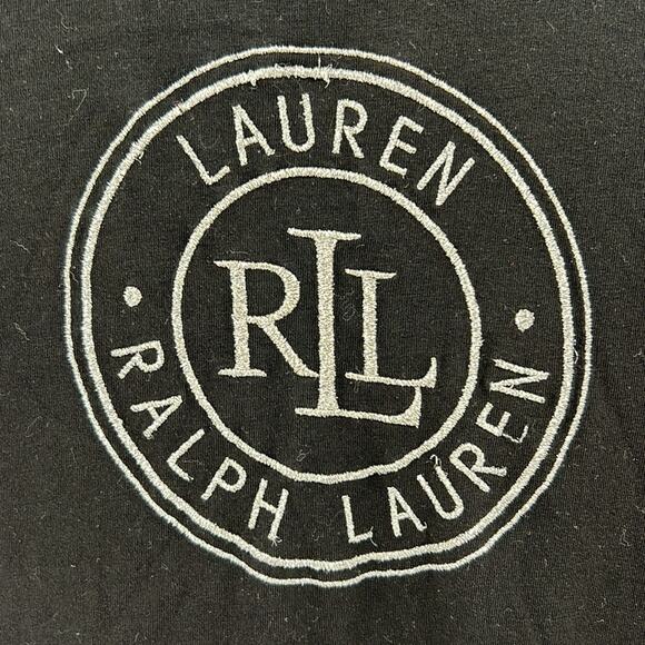 Lauren Ralph Lauren Metallic Logo Short Sleeve Tee - Black/Silver - Small - Picture 2 of 5